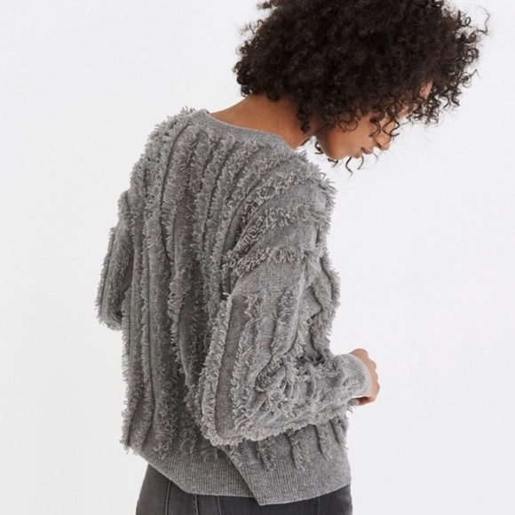 Madewell grey fringe stripe pullover sweater - Picture 2 of 2